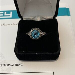 Effy Blue Topaz Rope-Style Silver Ring Size 7.5